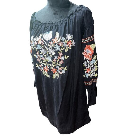 Free People Fleur Du Jour Mini Dress Floral Embroidered Pockets Boho Hippie Sz S - Picture 2 of 11